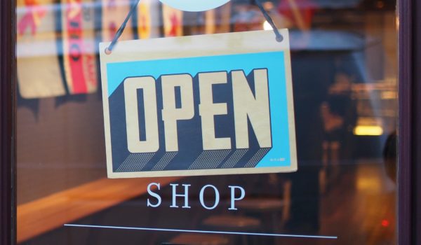 open sign on business door