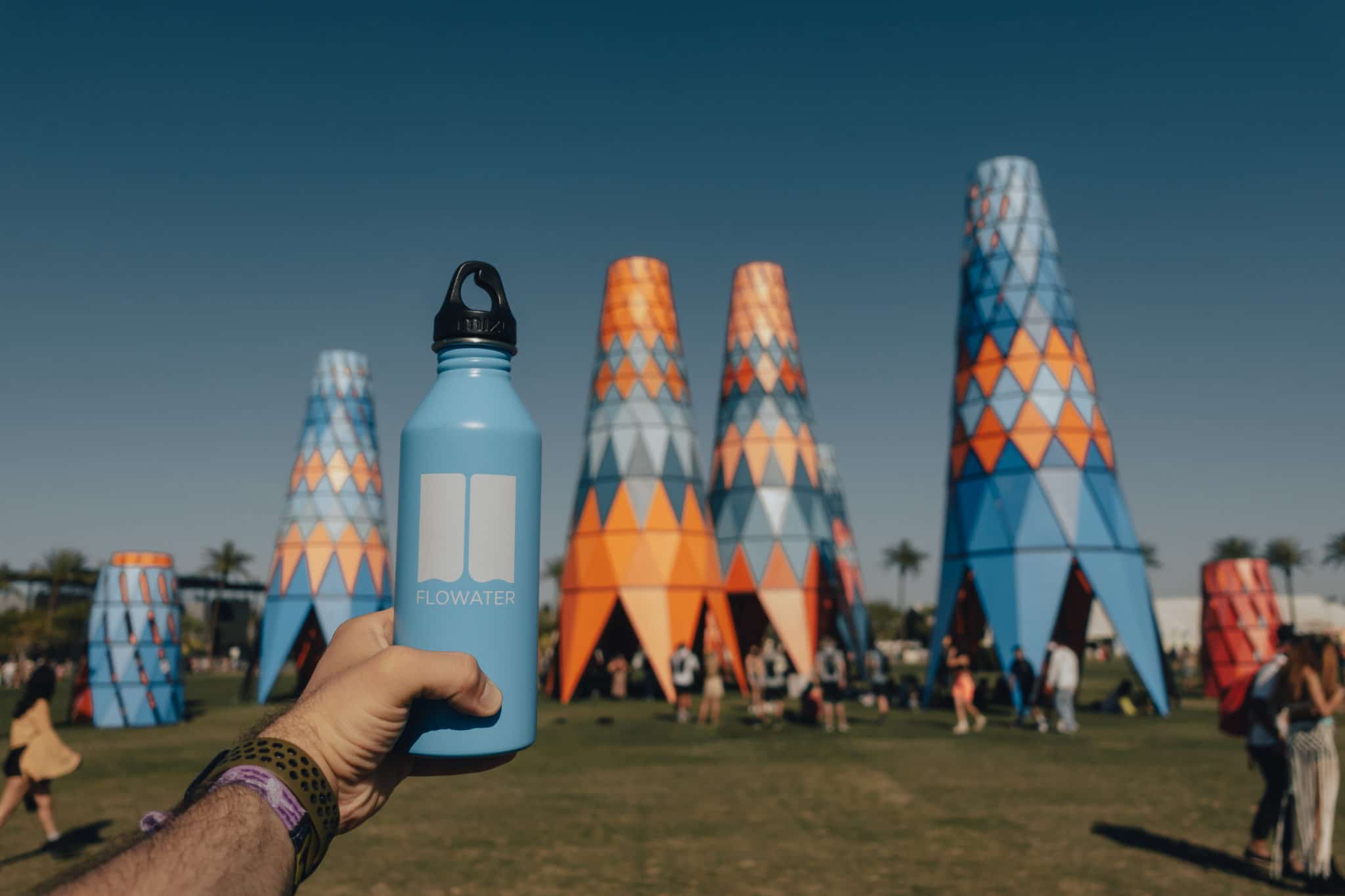 bottle of water in front of coachella