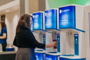 woman using refill station