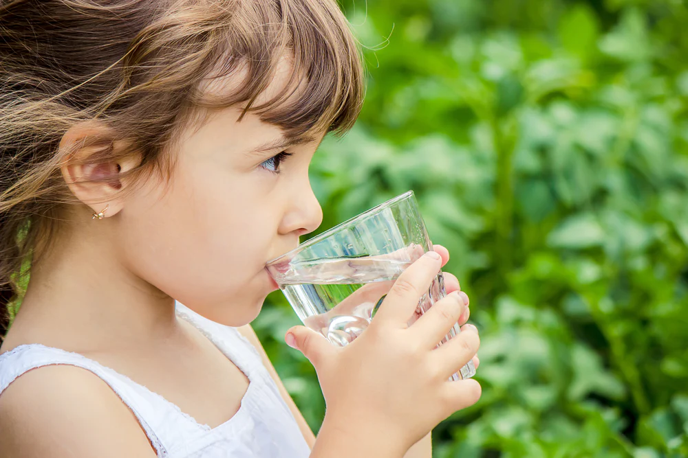 child with water