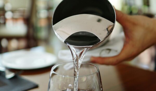 water being poured into glass