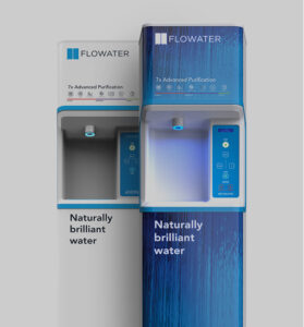 FloWater Classic, white and blue side by side