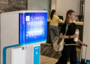 flowater refill station in a hotel business lobby