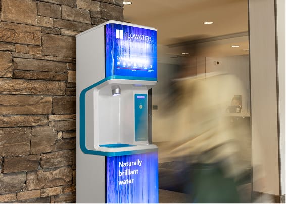 flowater refill station in a hotel lobby