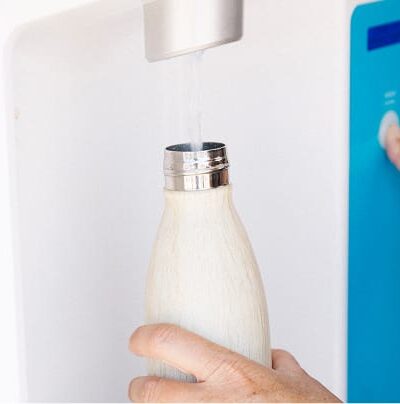 water bottle being filled