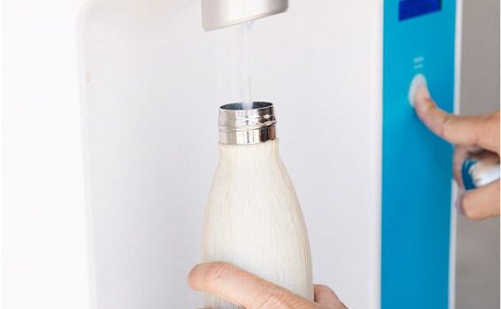water bottle being filled