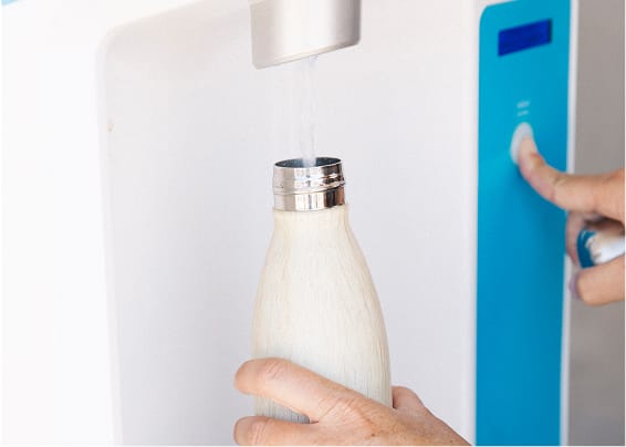 water bottle being filled