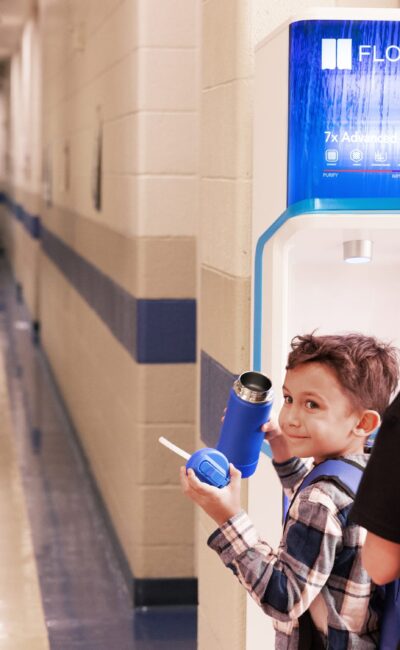 students using refill station