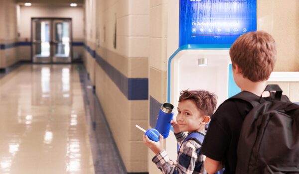 students using refill station