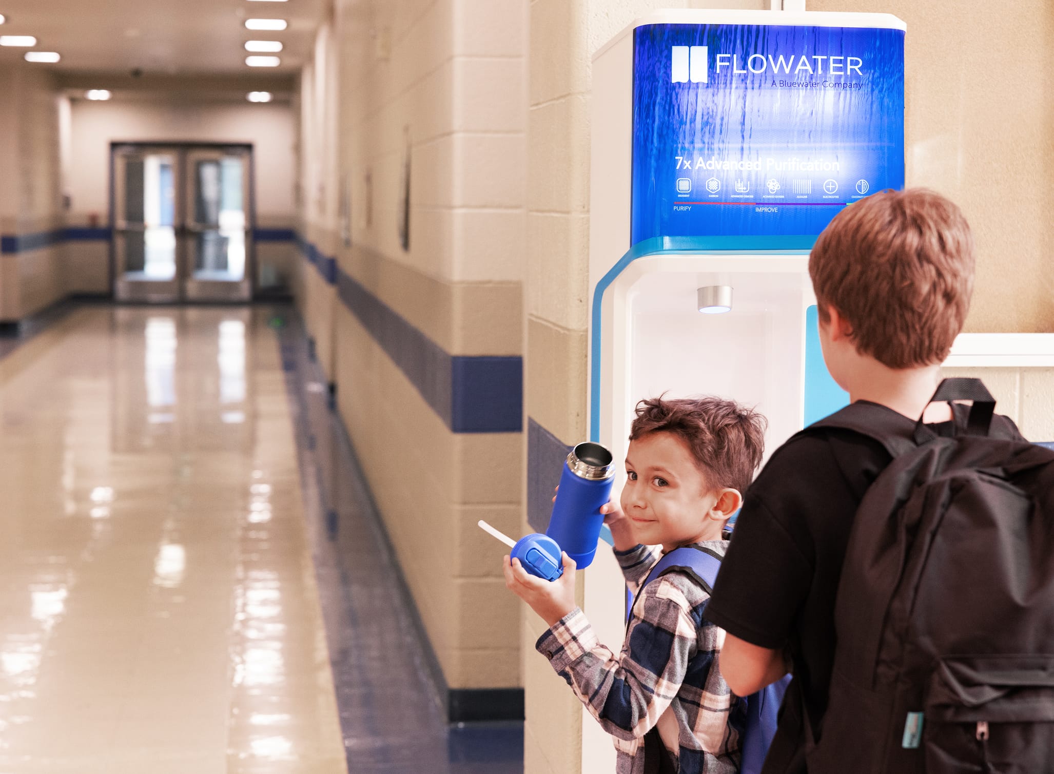 students using refill station
