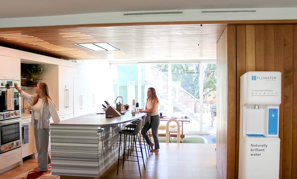 Flowater refill station white in a home kitchen